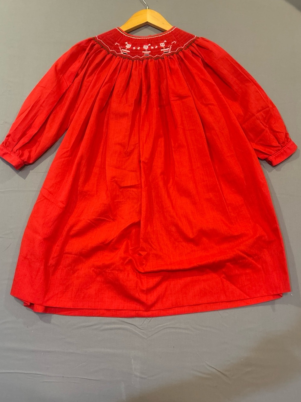 Girls Red Smocked Santa Christmas Dress 6Y
